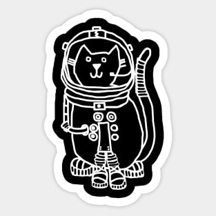 White Line Space Captain Yellow Cat Sticker